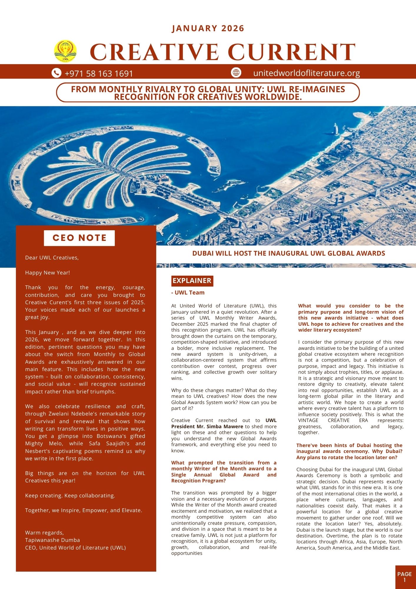 Monthly Rivalry to Global Unity 